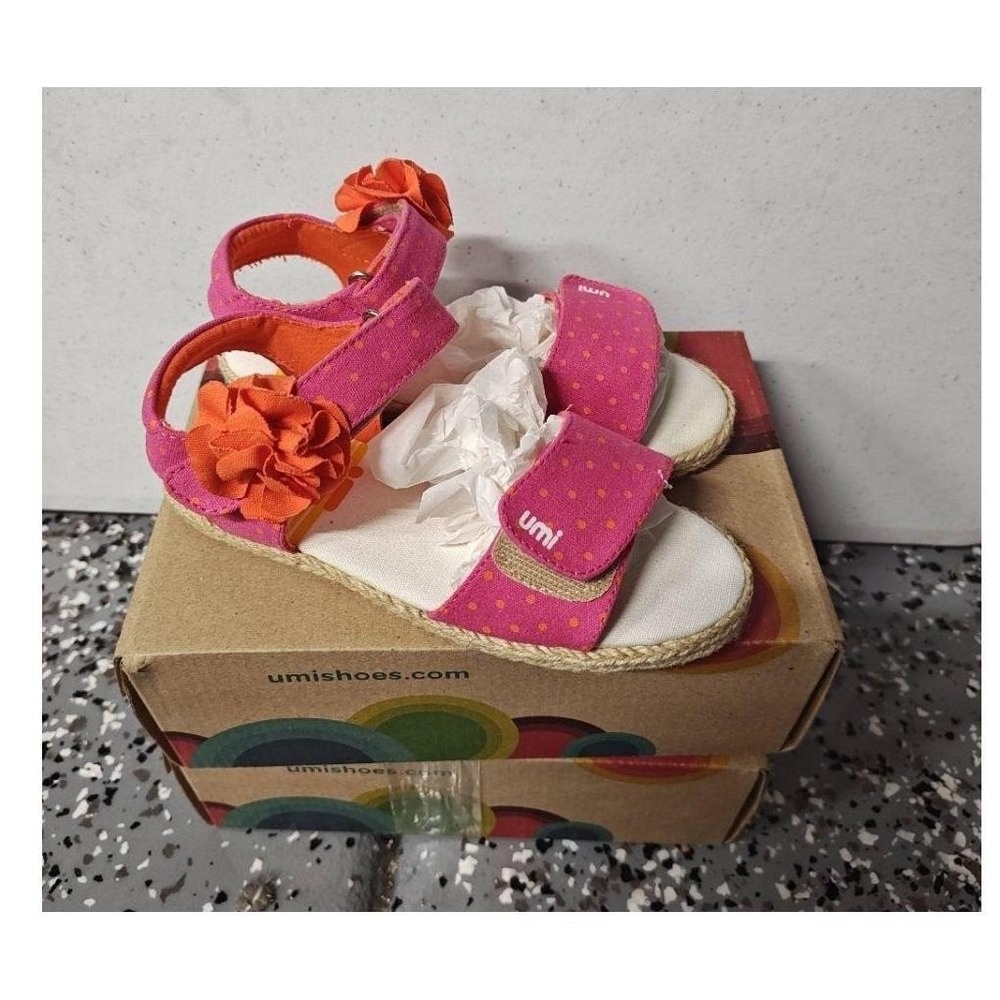 Umi Giselle Pink Sandal‎ Espadrilles US 12 Pink Orange Multi Floral Hook Loop